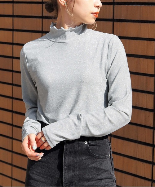 tiptop（ティップトップ）の「ラメハイネックロンT（Tシャツ/カットソー・レディース・チャコールグレー/ブラック/グレー/アイボリー・FREE）」の18枚目の写真