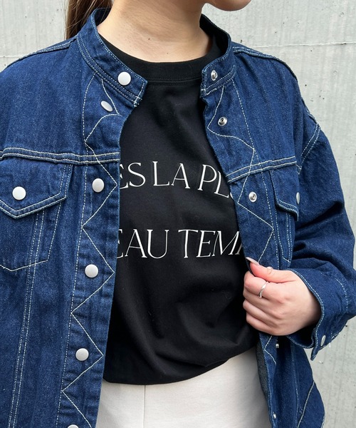 un dix cors(アンディコール)の「ラウンドロゴロンT(Tシャツ/カットソー・レディース・ブラック/オフホワイト・FREE)」の2枚目の写真