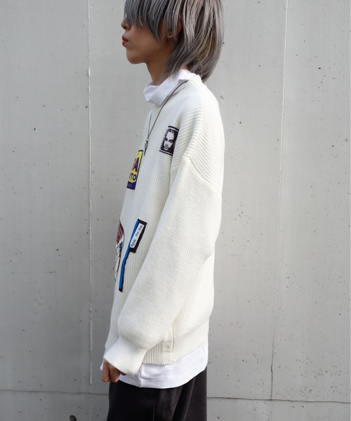 rovtski（ロフトスキー）の「パッチデザインニット（ニット/セーター・レディース・ブラック/ホワイト・FREE）」の11枚目の写真