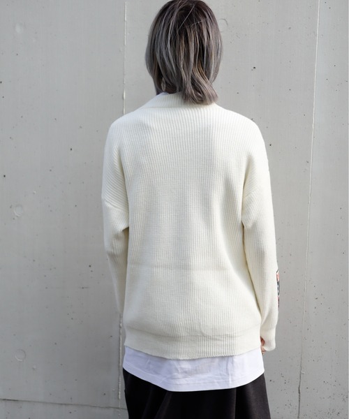 rovtski（ロフトスキー）の「パッチデザインニット（ニット/セーター・レディース・ブラック/ホワイト・FREE）」の12枚目の写真