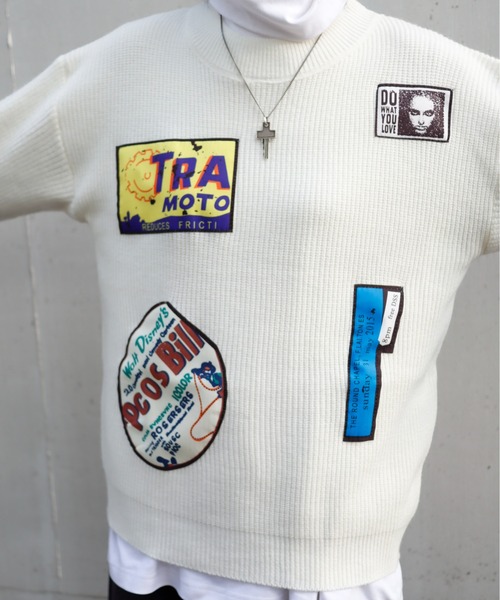 rovtski（ロフトスキー）の「パッチデザインニット（ニット/セーター・レディース・ブラック/ホワイト・FREE）」の14枚目の写真