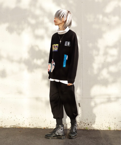 rovtski（ロフトスキー）の「パッチデザインニット（ニット/セーター・レディース・ブラック/ホワイト・FREE）」の16枚目の写真