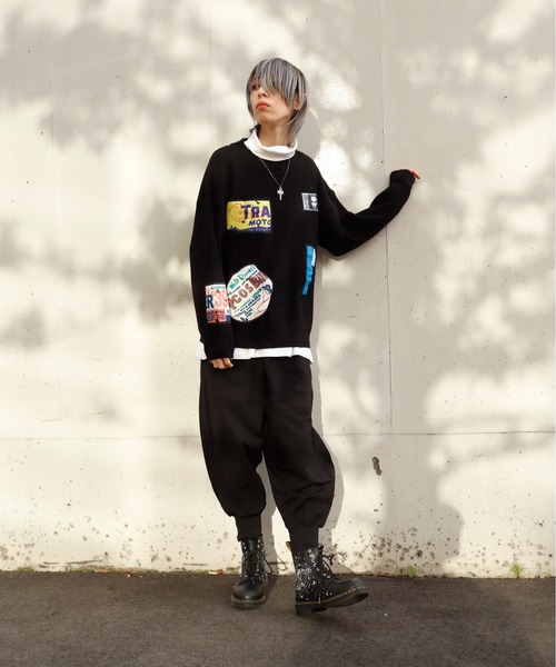 rovtski（ロフトスキー）の「パッチデザインニット（ニット/セーター・レディース・ブラック/ホワイト・FREE）」の18枚目の写真