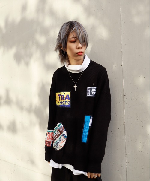 rovtski（ロフトスキー）の「パッチデザインニット（ニット/セーター・レディース・ブラック/ホワイト・FREE）」の20枚目の写真