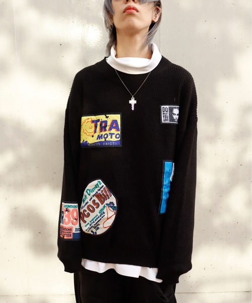 rovtski（ロフトスキー）の「パッチデザインニット（ニット/セーター・レディース・ブラック/ホワイト・FREE）」の21枚目の写真