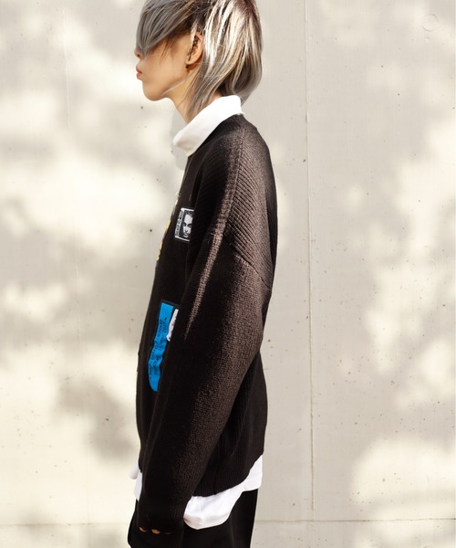 rovtski（ロフトスキー）の「パッチデザインニット（ニット/セーター・レディース・ブラック/ホワイト・FREE）」の22枚目の写真