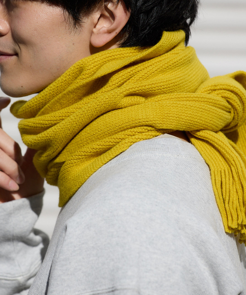 ROBERT MACKIE(ロバートマッキー)の「【ROBERT MACKIE / ロバートマッキー】 Warp Muffler(マフラー・メンズ・チャコールグレー/オレンジ/モスグリーン・FREE)」の3枚目の写真