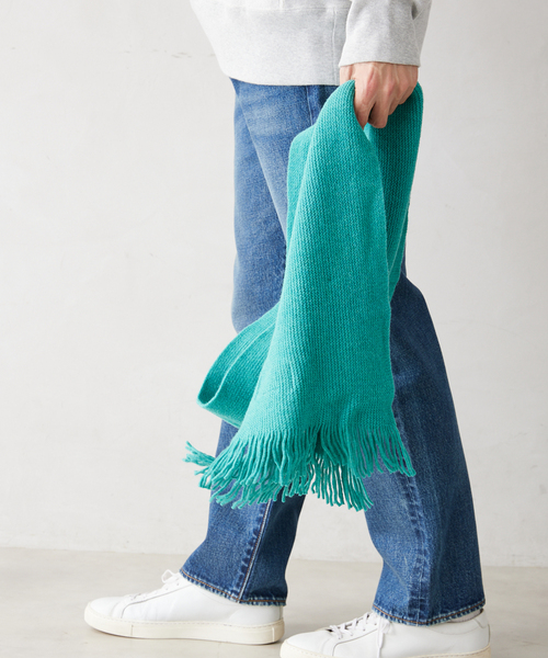 ROBERT MACKIE(ロバートマッキー)の「【ROBERT MACKIE / ロバートマッキー】 Warp Muffler(マフラー・メンズ・チャコールグレー/オレンジ/モスグリーン・FREE)」の2枚目の写真