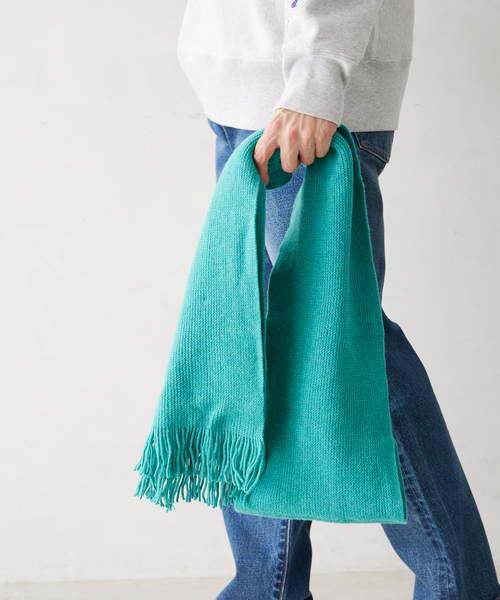 ROBERT MACKIE(ロバートマッキー)の「【ROBERT MACKIE / ロバートマッキー】 Warp Muffler(マフラー・メンズ・チャコールグレー/オレンジ/モスグリーン・FREE)」の4枚目の写真