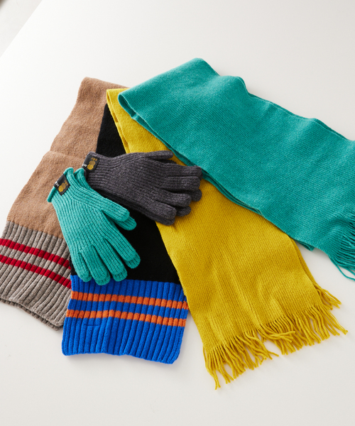 ROBERT MACKIE(ロバートマッキー)の「【ROBERT MACKIE / ロバートマッキー】 Warp Muffler(マフラー・メンズ・チャコールグレー/オレンジ/モスグリーン・FREE)」の13枚目の写真