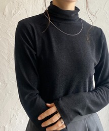 She's Closet（シーズクローゼット）の「ラメカットソーハイネック長袖キラキラグリッタートップス（Tシャツ/カットソー）」