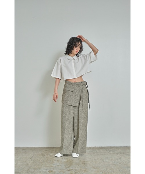 abor o-t-l(アボアオーティーエル)の「クロップド丈ハーフスリーブシャツ(シャツ/ブラウス・レディース・オフホワイト/ブラック/グレー・FREE)」の7枚目の写真