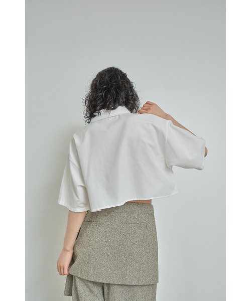 abor o-t-l(アボアオーティーエル)の「クロップド丈ハーフスリーブシャツ(シャツ/ブラウス・レディース・オフホワイト/ブラック/グレー・FREE)」の5枚目の写真