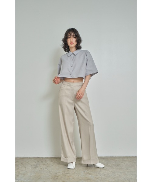 abor o-t-l(アボアオーティーエル)の「クロップド丈ハーフスリーブシャツ(シャツ/ブラウス・レディース・オフホワイト/ブラック/グレー・FREE)」の21枚目の写真