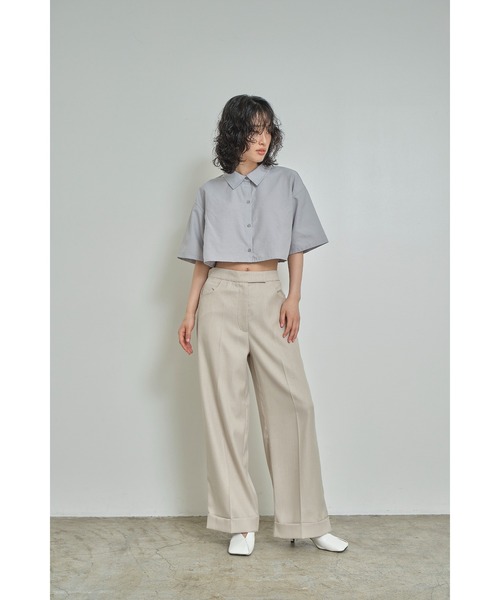 abor o-t-l(アボアオーティーエル)の「クロップド丈ハーフスリーブシャツ(シャツ/ブラウス・レディース・オフホワイト/ブラック/グレー・FREE)」の22枚目の写真