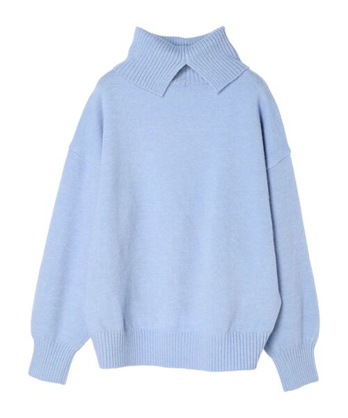 YECCA VECCA(イェッカヴェッカ)の「裾スリットタートルニット(ニット/セーター・レディース・チャコールグレー/オフホワイト/サックスブルー・FREE)」の5枚目の写真