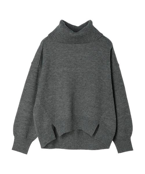 YECCA VECCA(イェッカヴェッカ)の「裾スリットタートルニット(ニット/セーター・レディース・チャコールグレー/オフホワイト/サックスブルー・FREE)」の14枚目の写真