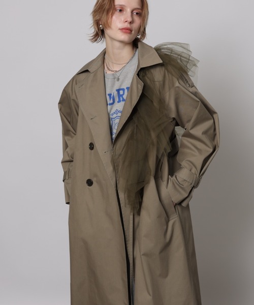 CADUNE（カデュネ）の「チュールラッフル付ロングトレンチコート