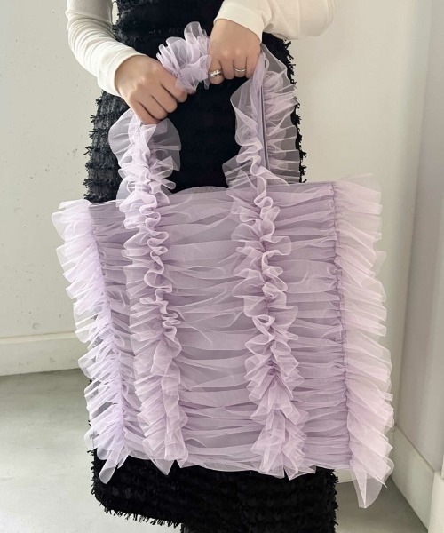 Casselini（キャセリーニ）の「【Casselini】チュールシャーリングトート 242-110517（トートバッグ・レディース・グリーン/アイボリー/ブラック/レッド/ブルー/ライトパープル/ライトベージュ・FREE）」の16枚目の写真