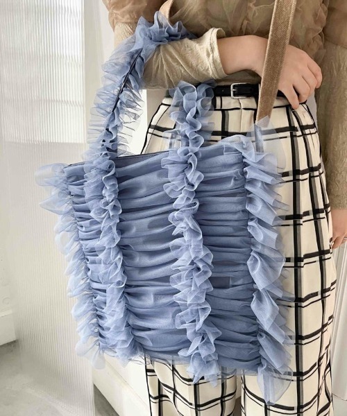 Casselini（キャセリーニ）の「【Casselini】チュールシャーリングトート 242-110517（トートバッグ・レディース・グリーン/アイボリー/ブラック/レッド/ブルー/ライトパープル/ライトベージュ・FREE）」の14枚目の写真