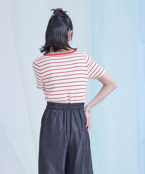 miette(ミエット)の「ウェーブネックラインボーダー半袖トップス(Tシャツ/カットソー・レディース・ホワイト系その他/ホワイト系その他2/ブラック系その他・FREE)」の6枚目の写真