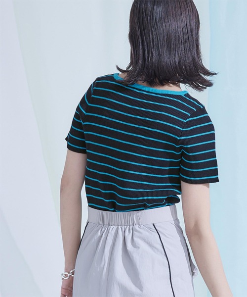 miette(ミエット)の「ウェーブネックラインボーダー半袖トップス(Tシャツ/カットソー・レディース・ホワイト系その他/ホワイト系その他2/ブラック系その他・FREE)」の9枚目の写真
