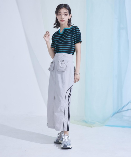 miette(ミエット)の「ウェーブネックラインボーダー半袖トップス(Tシャツ/カットソー・レディース・ホワイト系その他/ホワイト系その他2/ブラック系その他・FREE)」の10枚目の写真