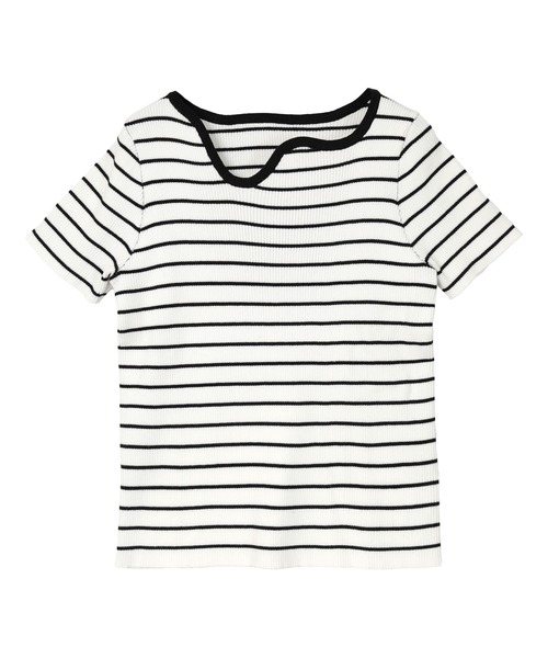 miette(ミエット)の「ウェーブネックラインボーダー半袖トップス(Tシャツ/カットソー・レディース・ホワイト系その他/ホワイト系その他2/ブラック系その他・FREE)」の12枚目の写真
