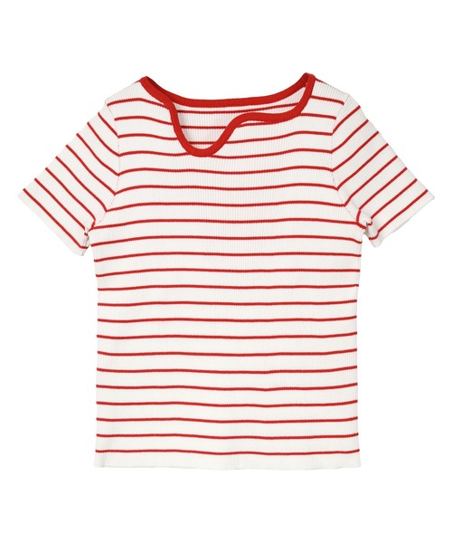 miette(ミエット)の「ウェーブネックラインボーダー半袖トップス(Tシャツ/カットソー・レディース・ホワイト系その他/ホワイト系その他2/ブラック系その他・FREE)」の13枚目の写真