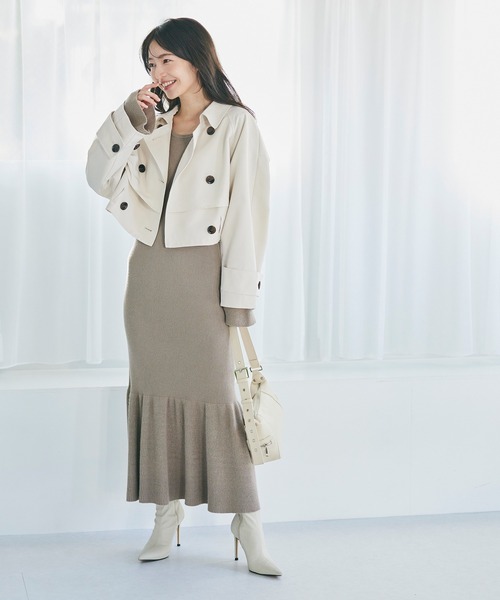 coca（coca）（コカ）の「ショート丈トレンチコート（トレンチコート・レディース・アイボリー/ベージュ・L/M）」の5枚目の写真