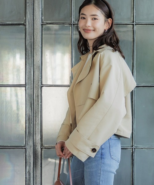 coca（coca）（コカ）の「ショート丈トレンチコート（トレンチコート・レディース・アイボリー/ベージュ・L/M）」の7枚目の写真