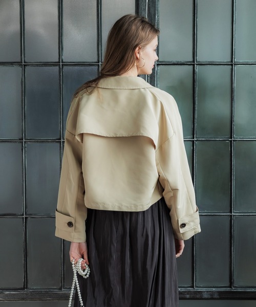 coca（coca）（コカ）の「ショート丈トレンチコート（トレンチコート・レディース・アイボリー/ベージュ・L/M）」の6枚目の写真
