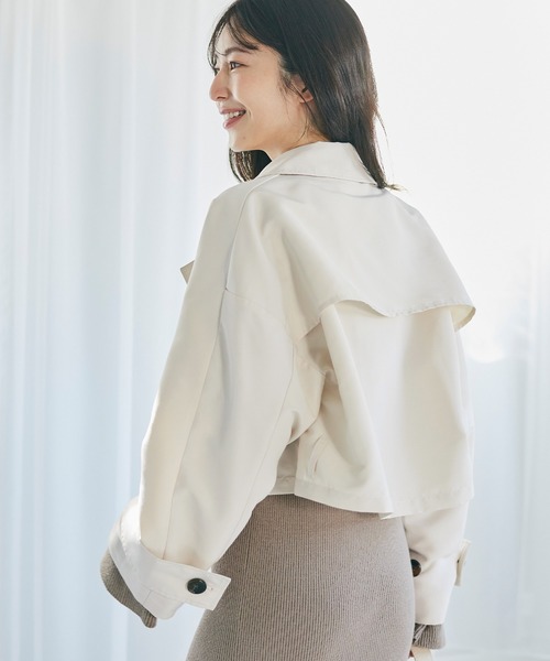 coca（coca）（コカ）の「ショート丈トレンチコート（トレンチコート・レディース・アイボリー/ベージュ・L/M）」の4枚目の写真