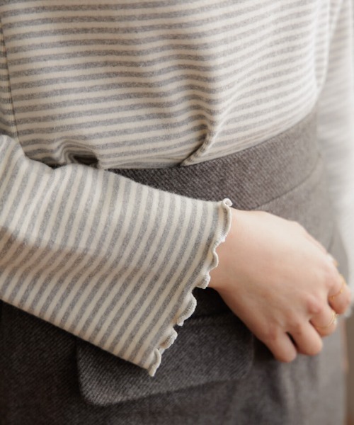 flower(フラワー)の「リボンボーダートップ(Tシャツ/カットソー・レディース・ブラック/グレー・FREE)」の10枚目の写真