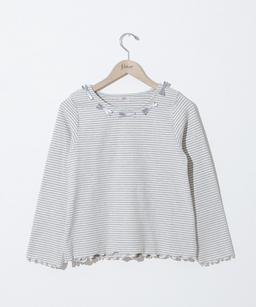 flower(フラワー)の「リボンボーダートップ(Tシャツ/カットソー・レディース・ブラック/グレー・FREE)」の15枚目の写真