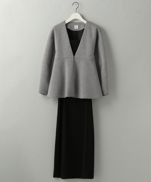 A part by（アパートバイ）の「ペプラムカーディガンセットドレスワンピース（ワンピース・レディース・オフホワイト/グレー系その他2/ネイビー/ライトベージュ/キャメル/ライトグレー/ブラウン・FREE）」の4枚目の写真