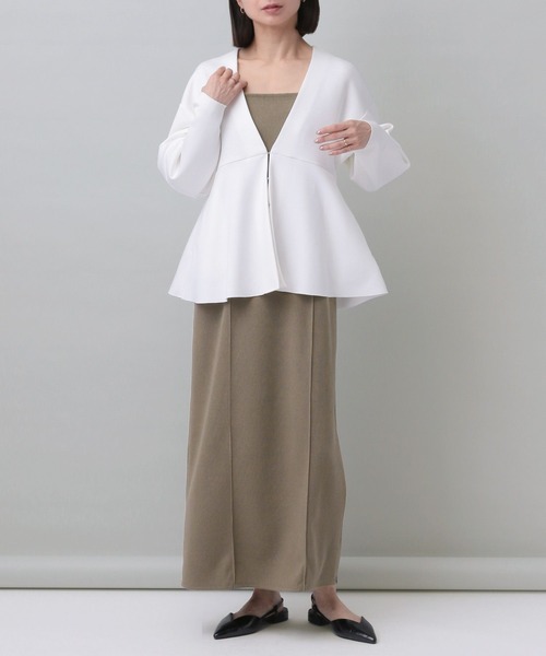 【e/rm】ペプラムカーディガンセットドレスワンピース（ワンピース）｜e/rm（イーアールエム）