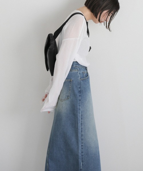 VIP価格【Weekend Max Mara】 フロントスリット デニムスカート FREE STYLISTS デニムスカート フロントスリットデニムロング