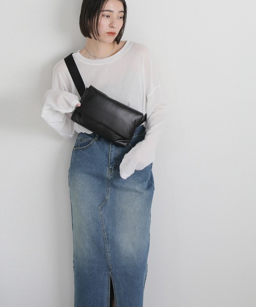 select MOCA（セレクトモカ）の「ロングデニムフロントスリットスカート（デニムスカート・レディース・ライトインディゴブルー/ブルー・SMALL/MEDIUM/LARGE）」の6枚目の写真