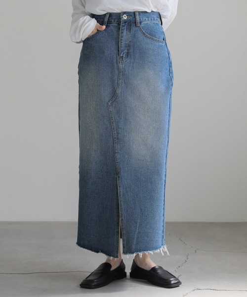 DT MaxMara ★ スリット入 デニム スカート 1CERVINO ブルー DT♪ 1CERVINO スリット入りデニムスカート 関税込