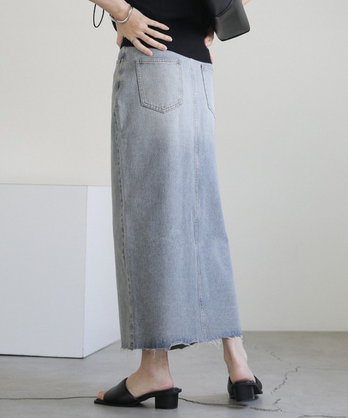 select MOCA（セレクトモカ）の「ロングデニムフロントスリットスカート（デニムスカート・レディース・ライトインディゴブルー/ブルー・SMALL/MEDIUM/LARGE）」の18枚目の写真