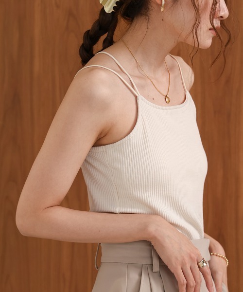 Bab（バブ）の「パット付きアシメキャミソール（キャミソール・レディース・ブラック/アイボリー/ベージュ/ライトグレー・FREE）」の7枚目の写真