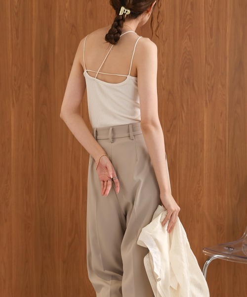 Bab（バブ）の「パット付きアシメキャミソール（キャミソール・レディース・ブラック/アイボリー/ベージュ/ライトグレー・FREE）」の9枚目の写真