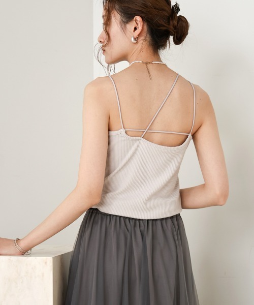 Bab（バブ）の「パット付きアシメキャミソール（キャミソール・レディース・ブラック/アイボリー/ベージュ/ライトグレー・FREE）」の14枚目の写真