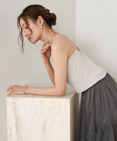 Bab（バブ）の「パット付きアシメキャミソール（キャミソール・レディース・ブラック/アイボリー/ベージュ/ライトグレー・FREE）」の16枚目の写真