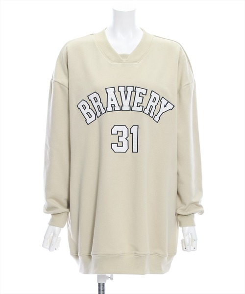 clear（クリア）の「ワッペンロゴVネックオーバースウェットワンピース≪2024SS新作≫（スウェット・レディース・杢グレー/ベージュ・F）」の11枚目の写真