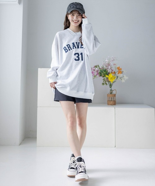 clear（クリア）の「ワッペンロゴVネックオーバースウェットワンピース≪2024SS新作≫（スウェット・レディース・杢グレー/ベージュ・F）」の17枚目の写真