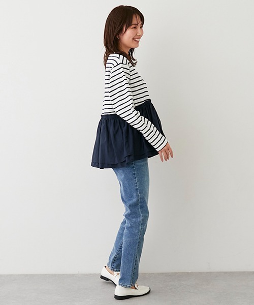 petit main LIEN（プティマインリアン）の「【リンク】ウォッシュ加工デニム(レディース)（その他パンツ・レディース・ブルー/サックスブルー・S/M）」の6枚目の写真