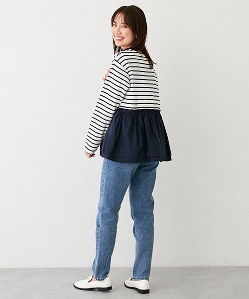 petit main LIEN（プティマインリアン）の「【リンク】ウォッシュ加工デニム(レディース)（その他パンツ・レディース・ブルー/サックスブルー・S/M）」の7枚目の写真