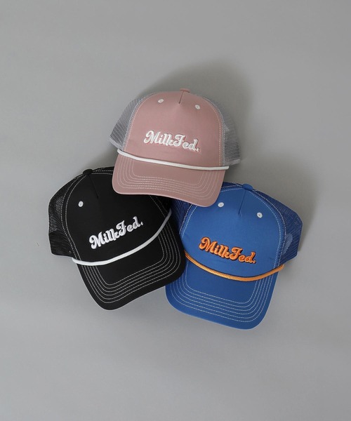 MILKFED.（ミルクフェド）の「CURSIVE LOGO MESH CAP（キャップ・レディース・ブラック/ライトピンク/ブルー・ONE SIZE）」の4枚目の写真